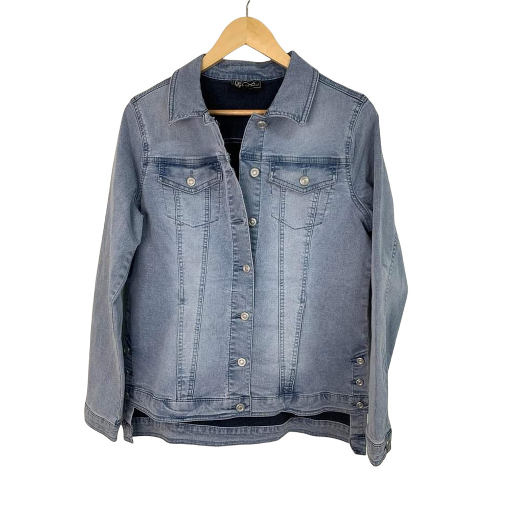 DG2 Diane‎ Gilman Faded Chambray Blue Jean Jacket Size Small